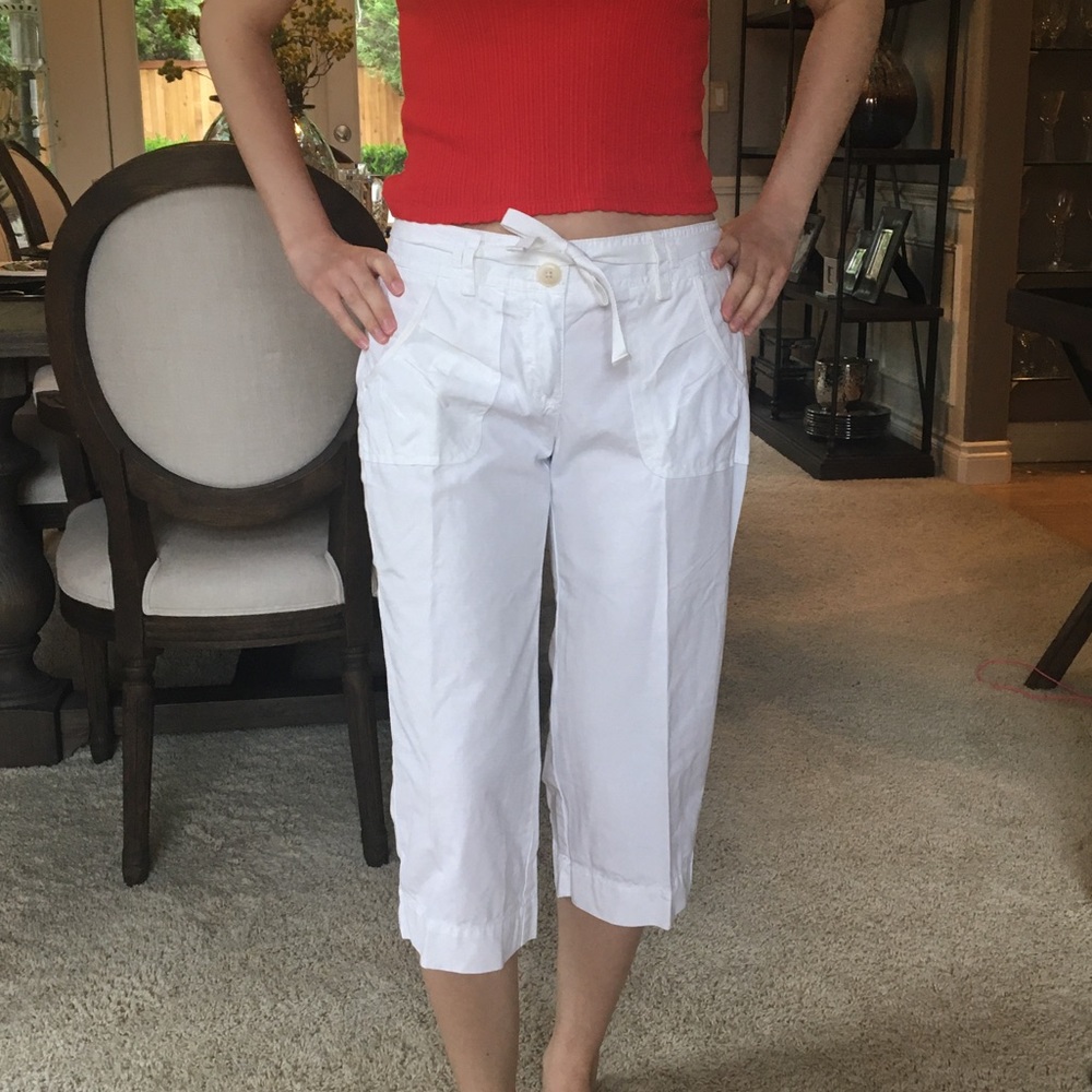 J Crew white cropped pants